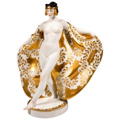 Meissen Art Nouveau Figurine Of Dancer Loie Fuller by Theodor Eichler c. 1911