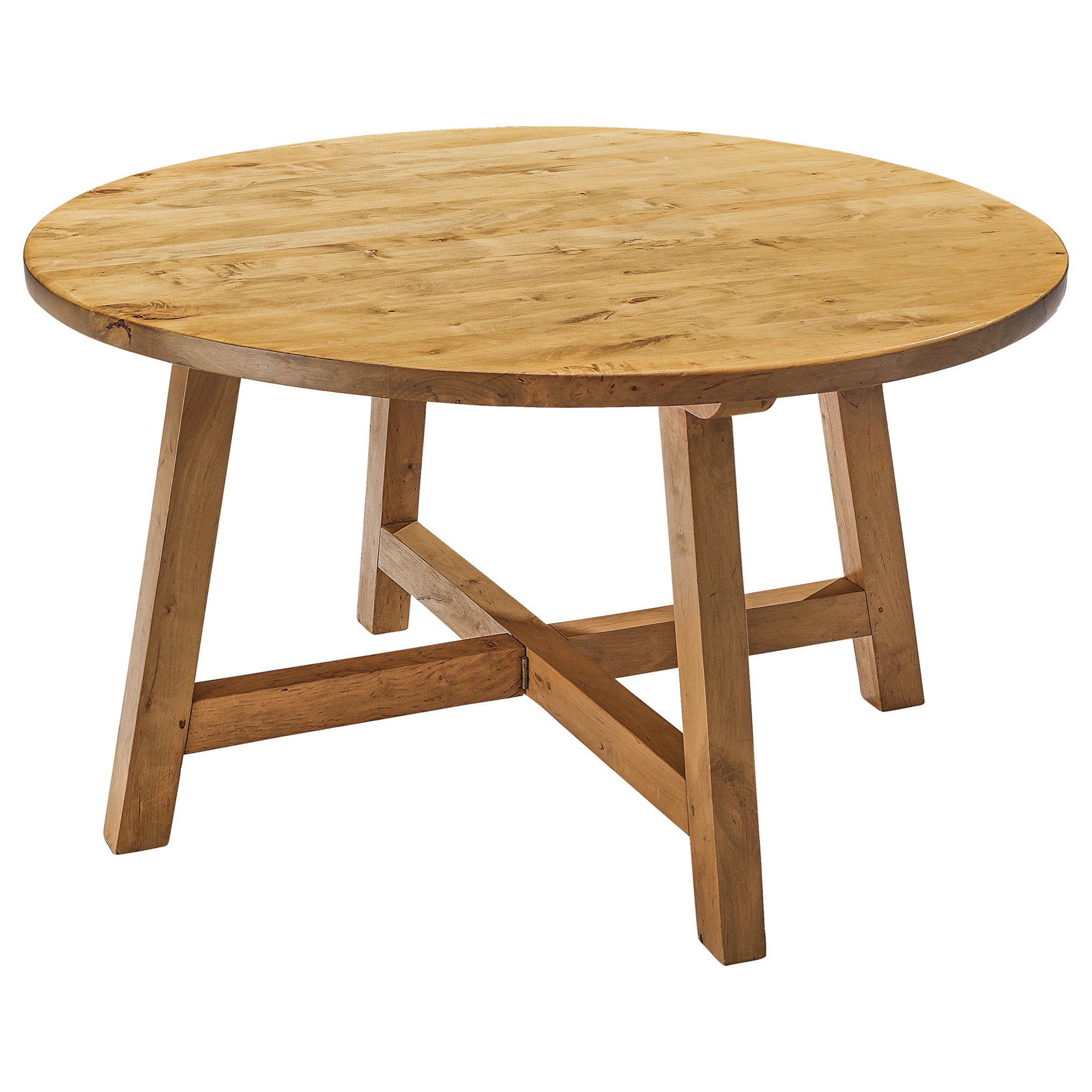 Round Pine Dining Table, circa 1940 at 1stDibs
