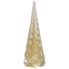 Cenedese 1980s Italian Modern 24K Gold Dust Crystal Murano Glass Tree Sculpture