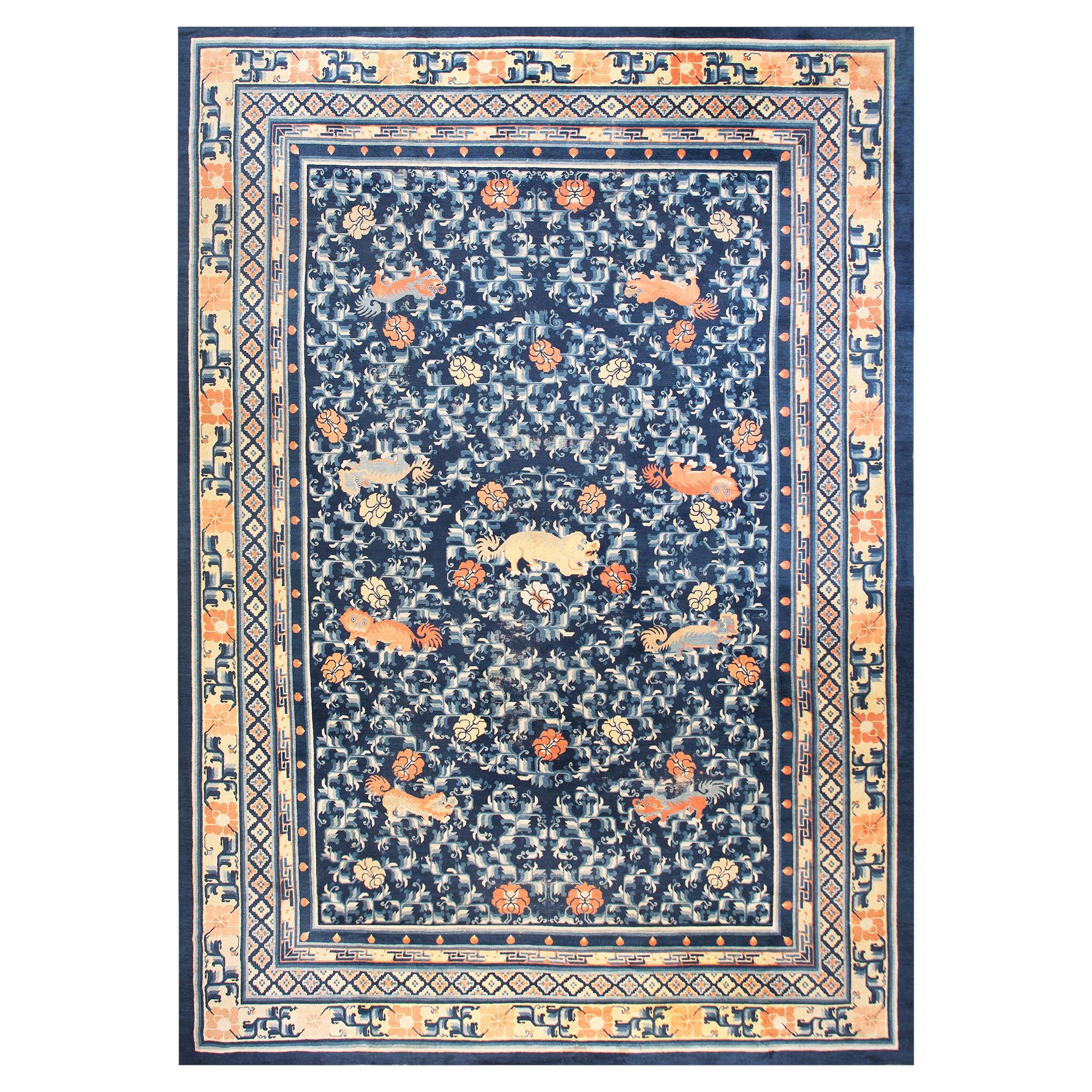 Mid 19th Century Chinese Ningxia Carpet ( 12' 6" x 18' 2" - 380 x 555) For Sale