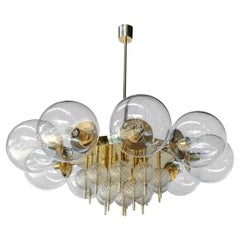 Custom Midcentury Style Brass Chandelier with Clear Glass Balls by Adesso Import