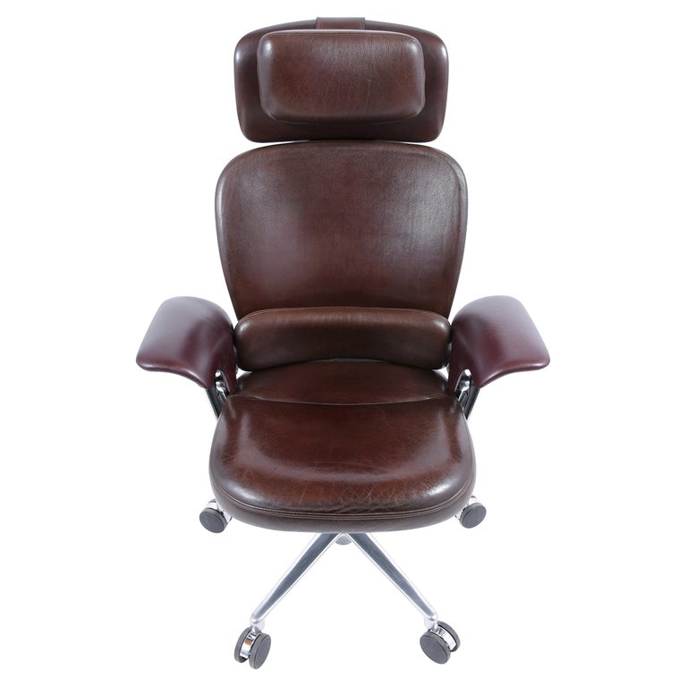 Mid Century Modern Executive Leather Office Chair at 1stDibs