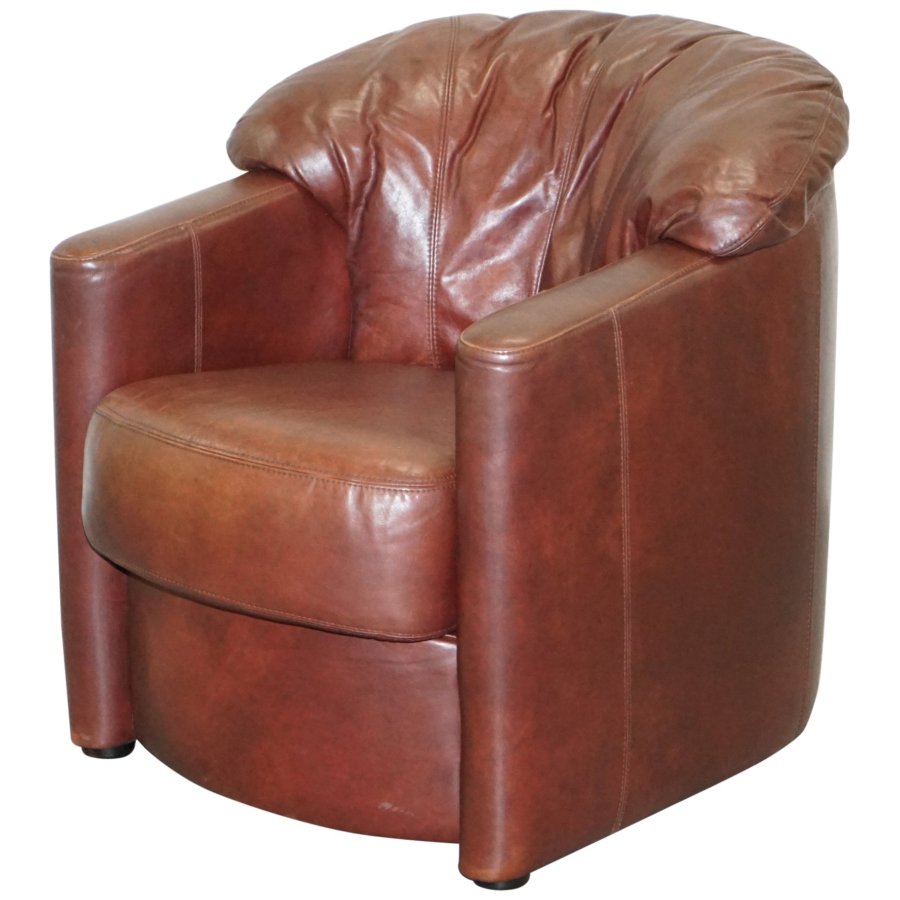 Tetrad John Lewis Blenheim Brown Leather Shell Back Armchair Feather