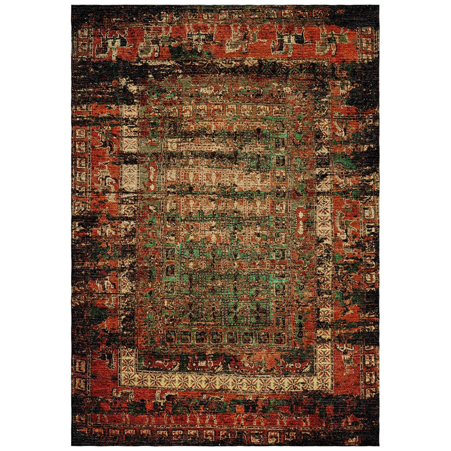 Grey Hand Knotted Wool and Silk Rug From Jacaré Collection Rug by