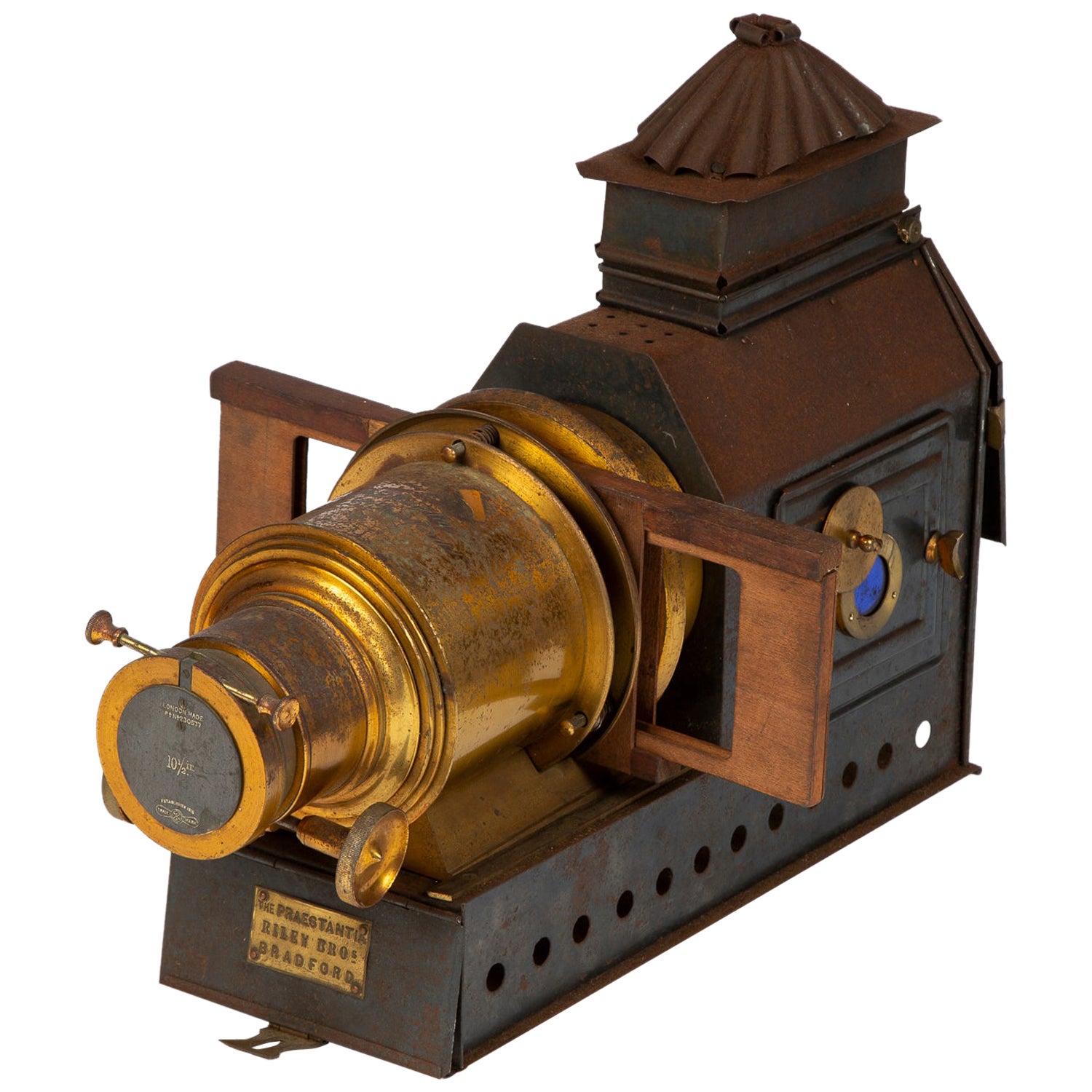 19th Century German Polished Brass “Magic Lantern” Image Projector For