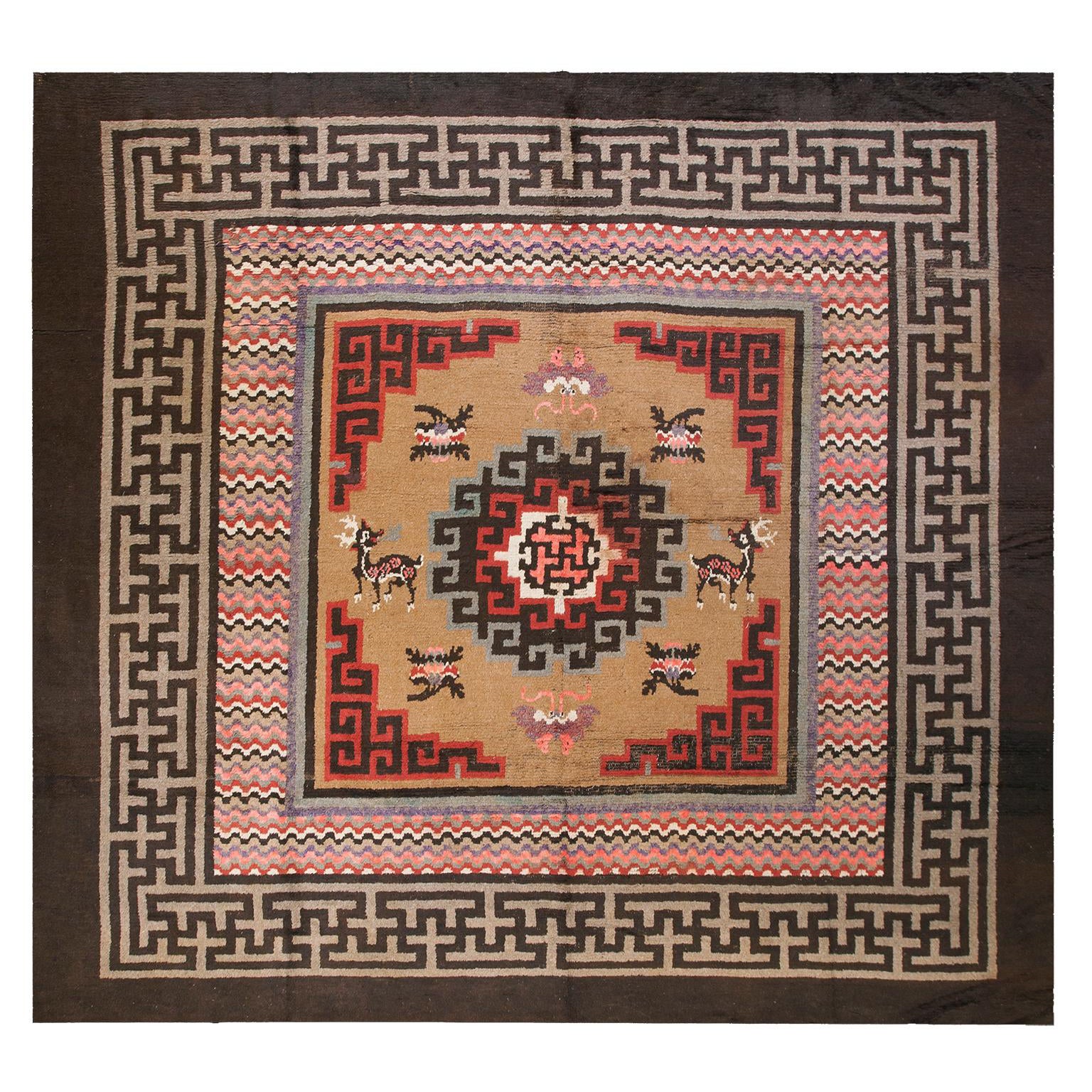 Early 20th Century N. Chinese Mongolian Carpet ( 11'10" x 12'2" - 360 x 370 ) For Sale