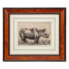 Vintage Michael Canney Rhinoceros Etching Signed Dated 1947 Aft Durer's 1515 Woodcut