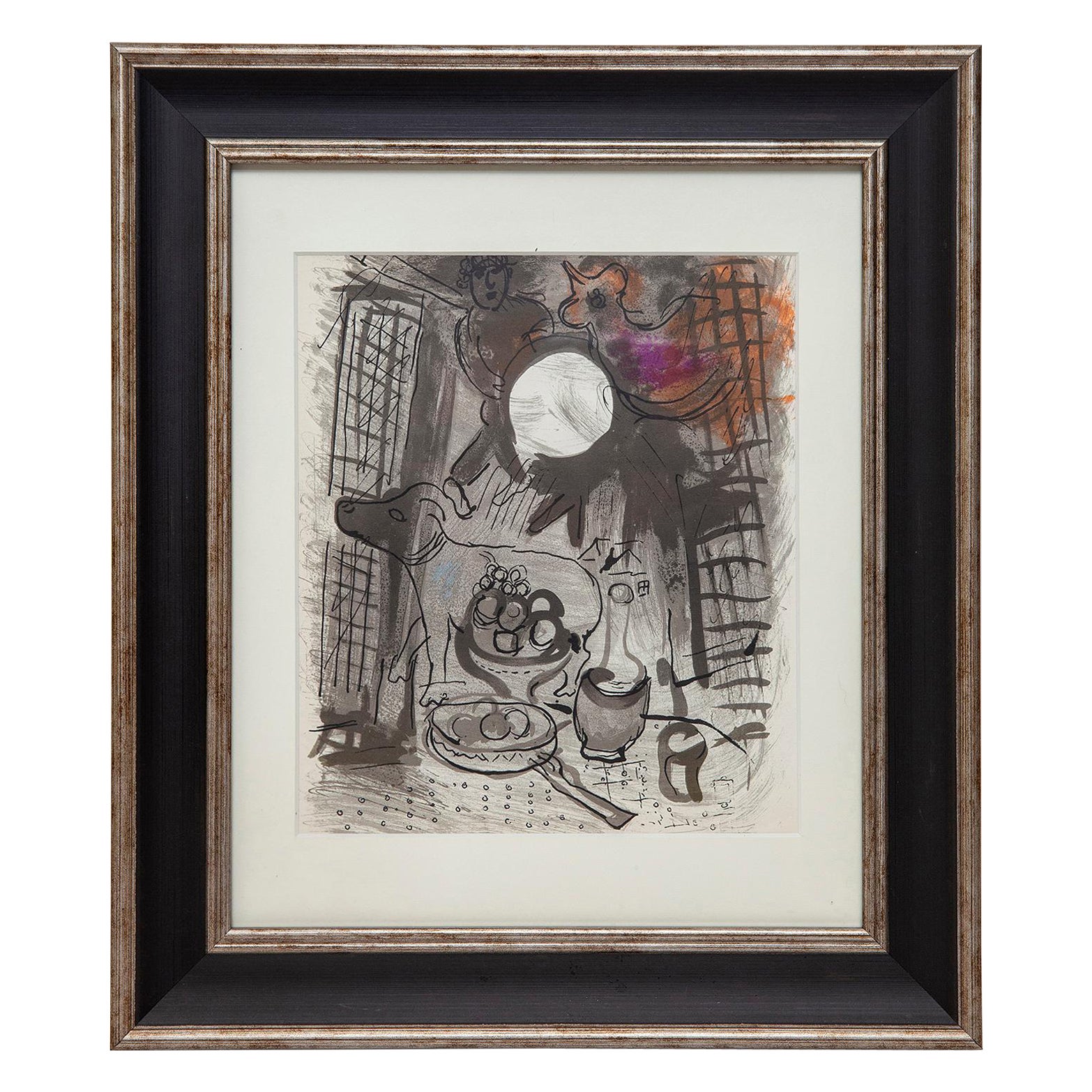 Marc Chagall Natura morta con frutta 1957 Litografia originale Mourlot 205 Surreale