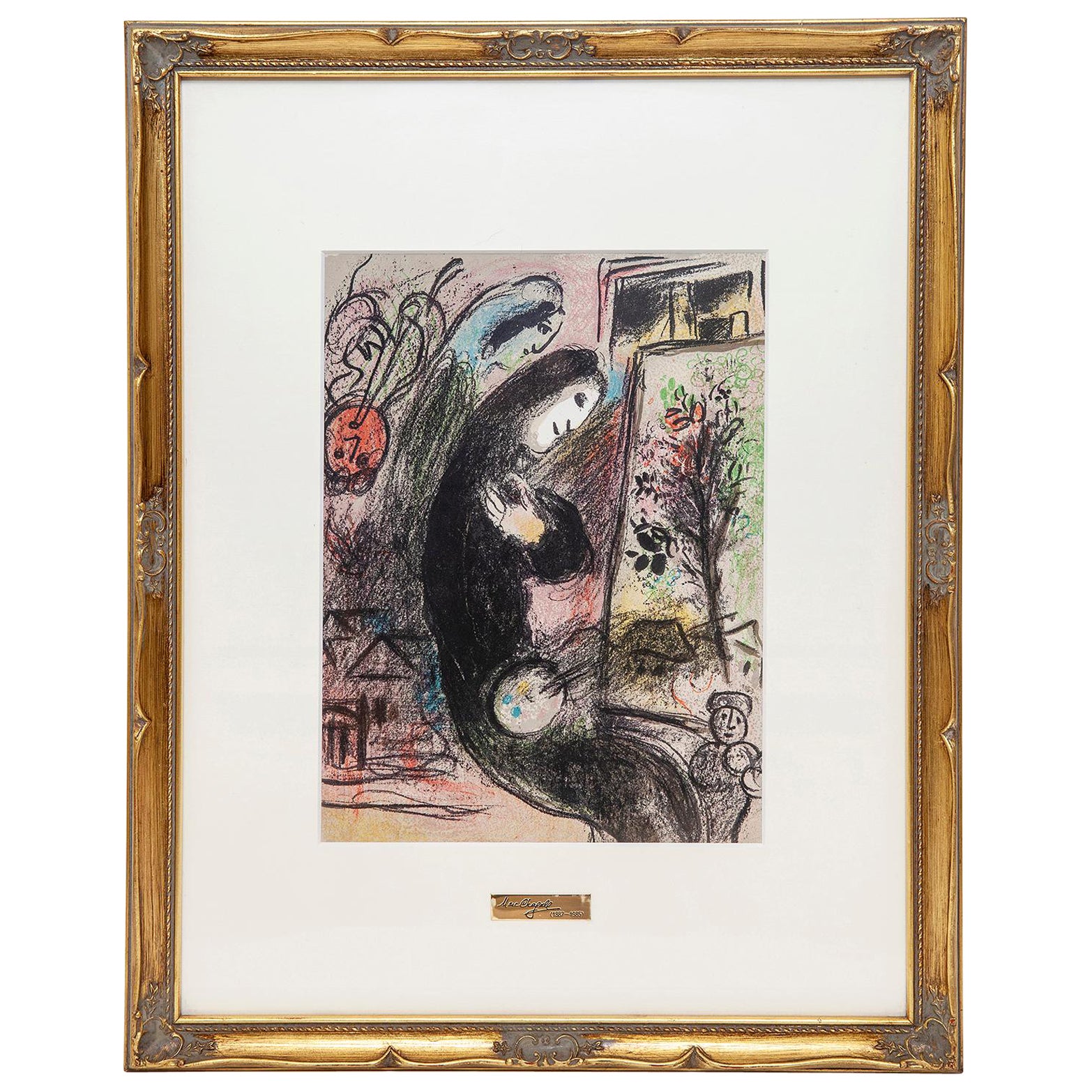 L'inspire Inspiration Self Portrait Chagall Lithographe no398 For Sale