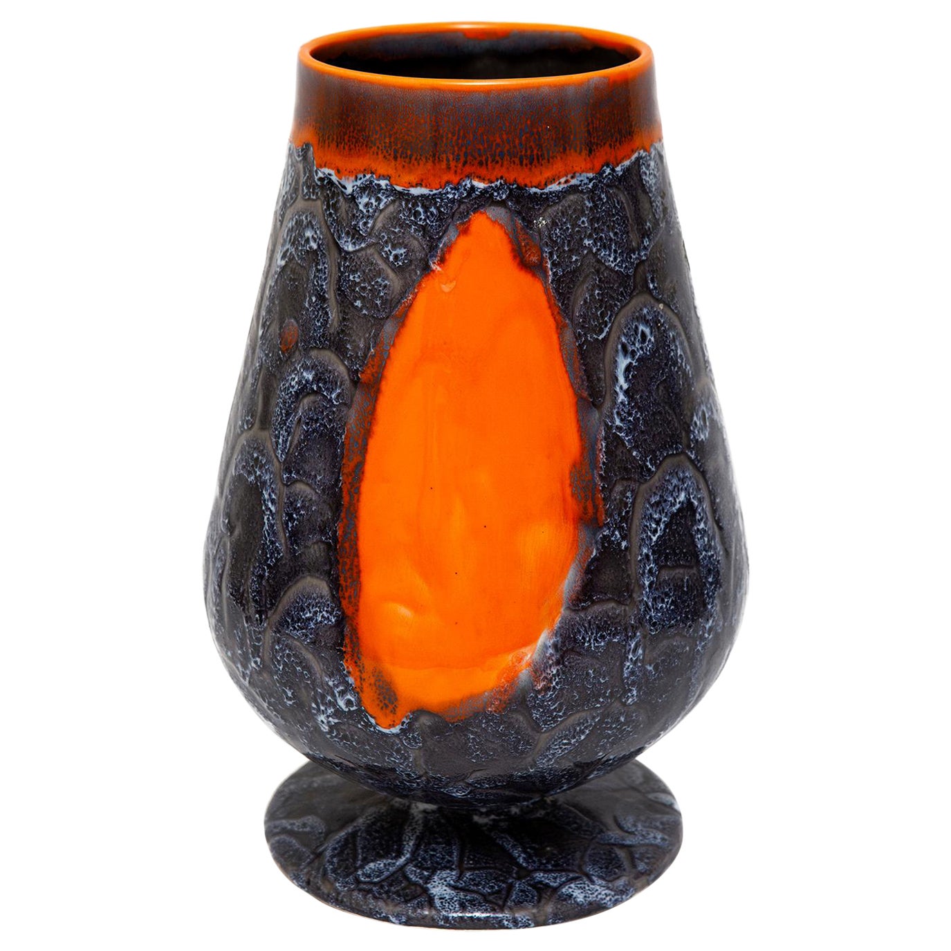 Vessel Vase Vintage Orange Grey Contemporary For Sale