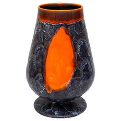 Vase rétro vintage orange-gris contemporain