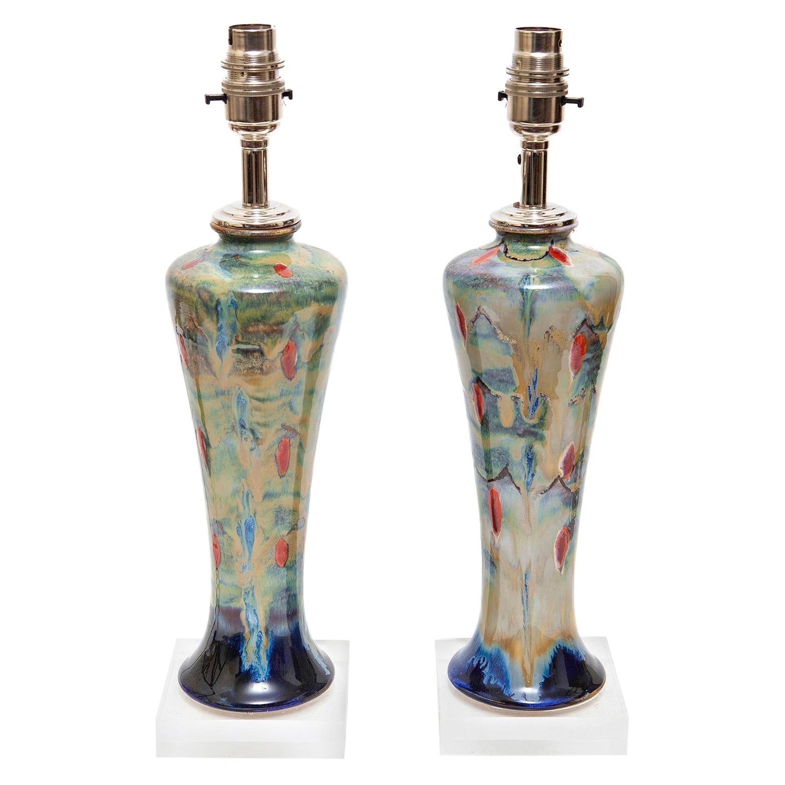 lamp table pair vase upcycled cobridge samba abstract 15 1/2" high anita harris For Sale