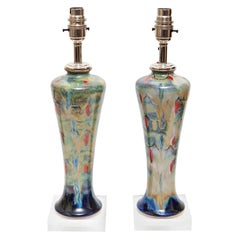 Paire de lampes de table vase recyclé cobridge samba abstrait 38,75 cm de haut anita harris