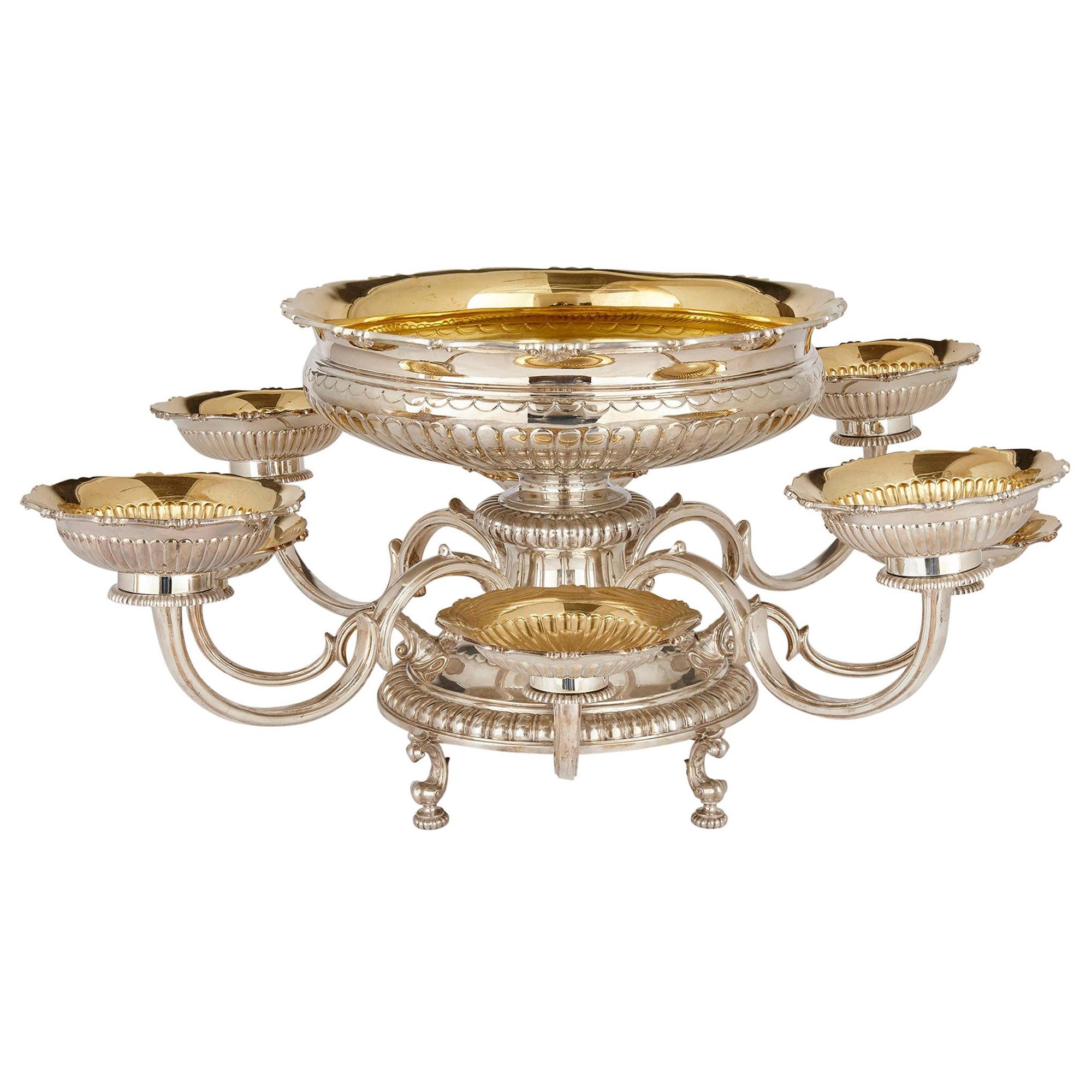 Centre de table Asprey Vermeil et Silver en vente