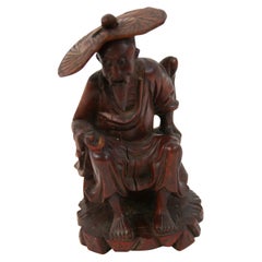 Antique Chinese Sculpture Hand Carved Farmer