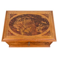Unique Antique Jewelry or Collecting Treasure Box Inlaid With Various Woodtypes