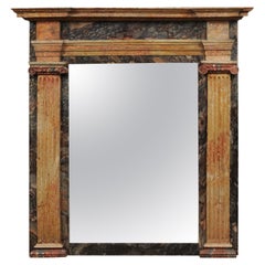 Antique 19th Century Italian Painted Mirror with Faux Marbleized Finish & Column Detail
