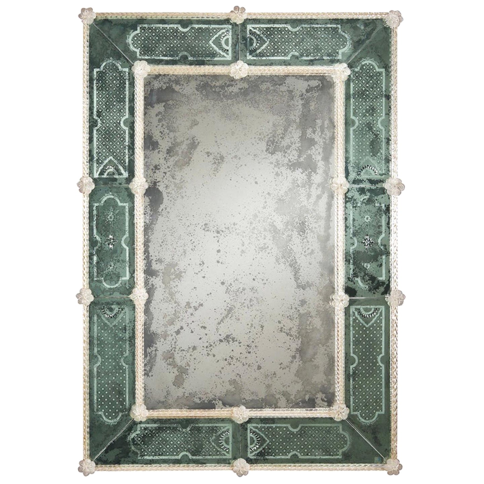 Monumental 1950's Etched Glass Rectangular Mirror at 1stDibs