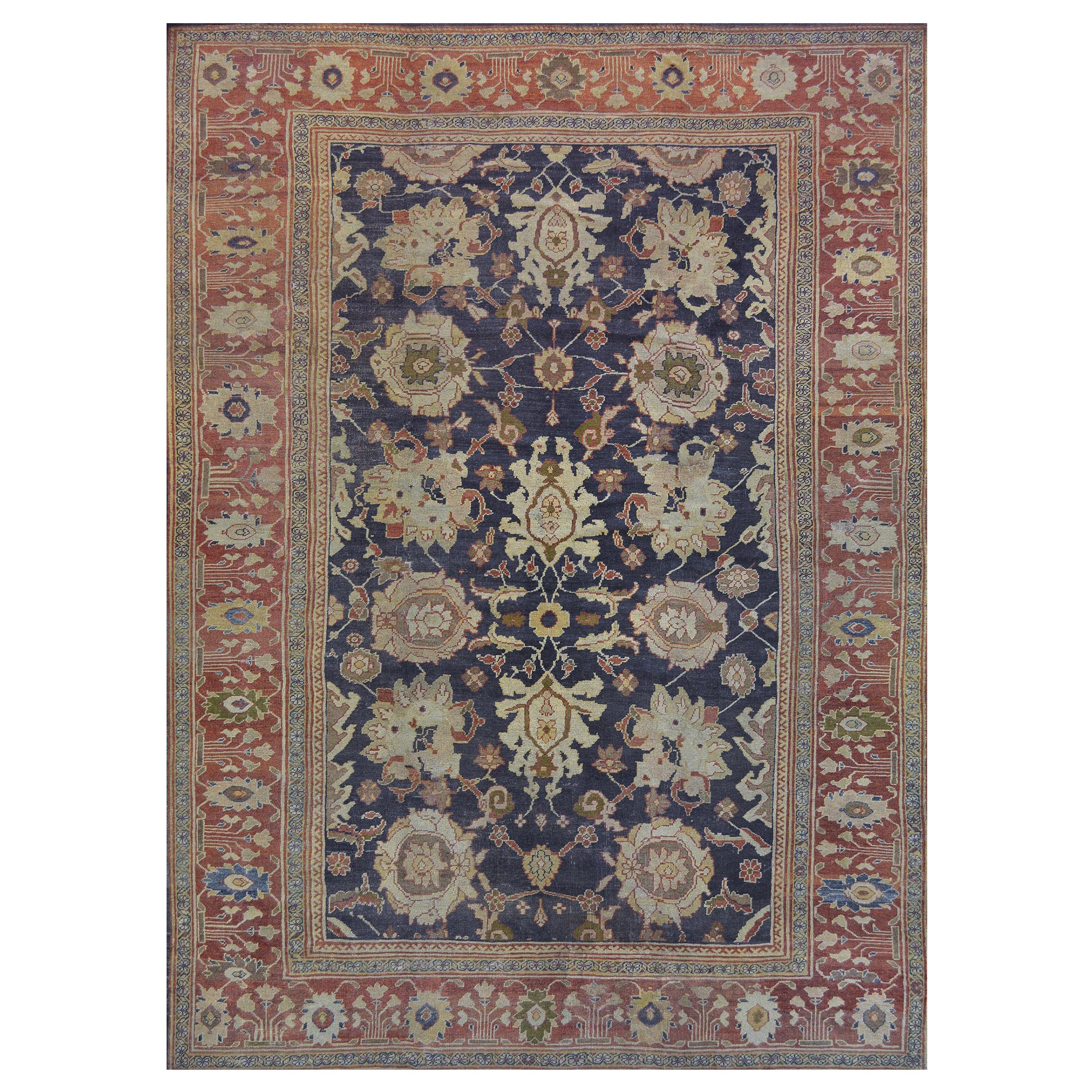 Late 19th Century Wool Sultanabad Rug Handwoven in West Persia