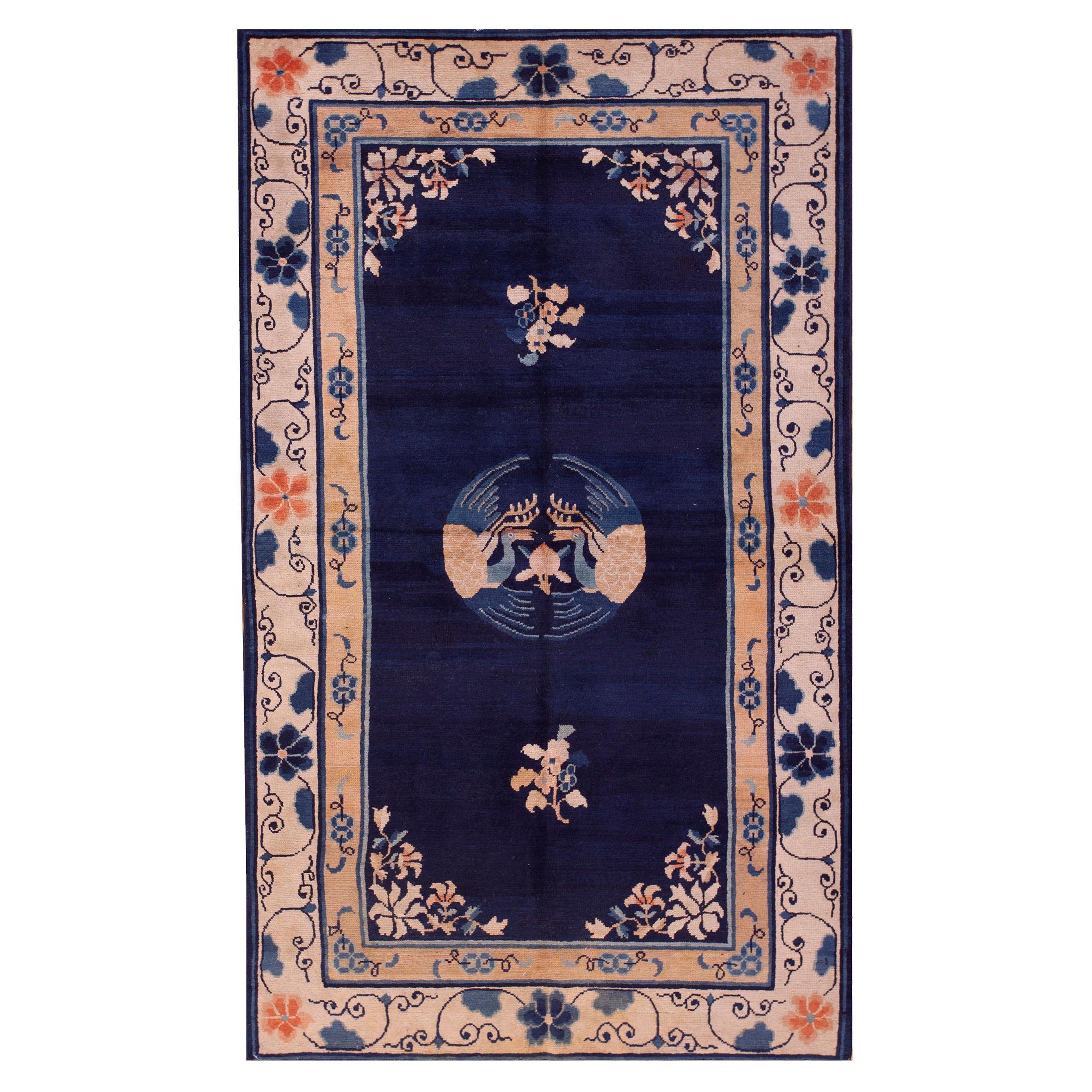1920s Chinese Peking Carpet with Cranes 6' 8" x 4' 0"  For Sale