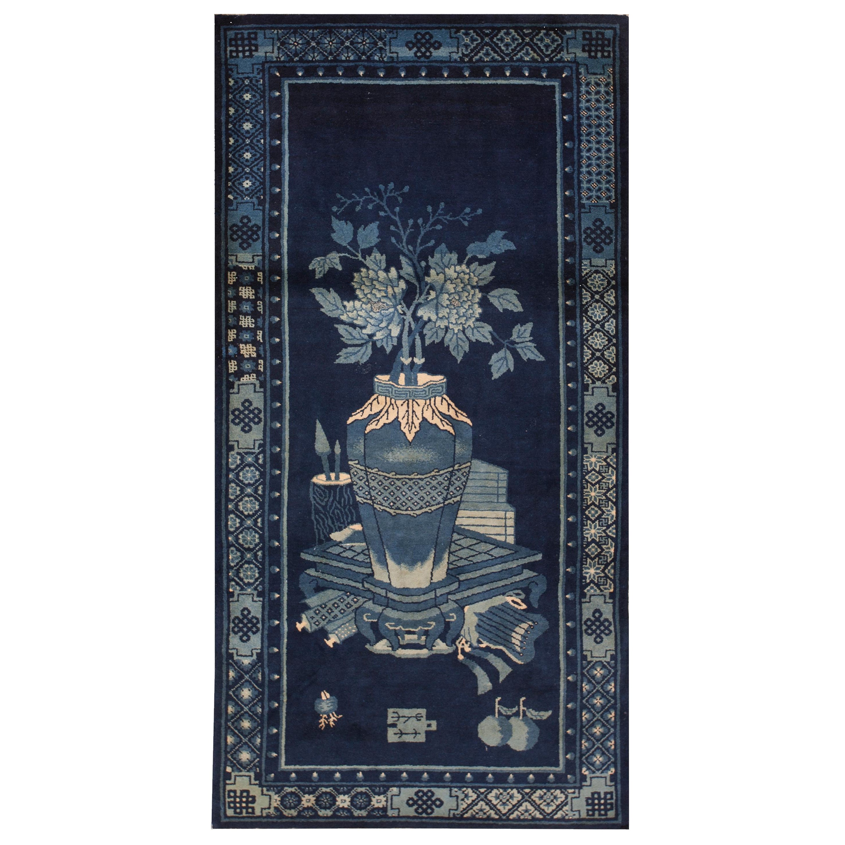 Early 20th Century Chinese Baotou Scholars Carpet ( 3' x 6' - 91 x 183 ) For Sale
