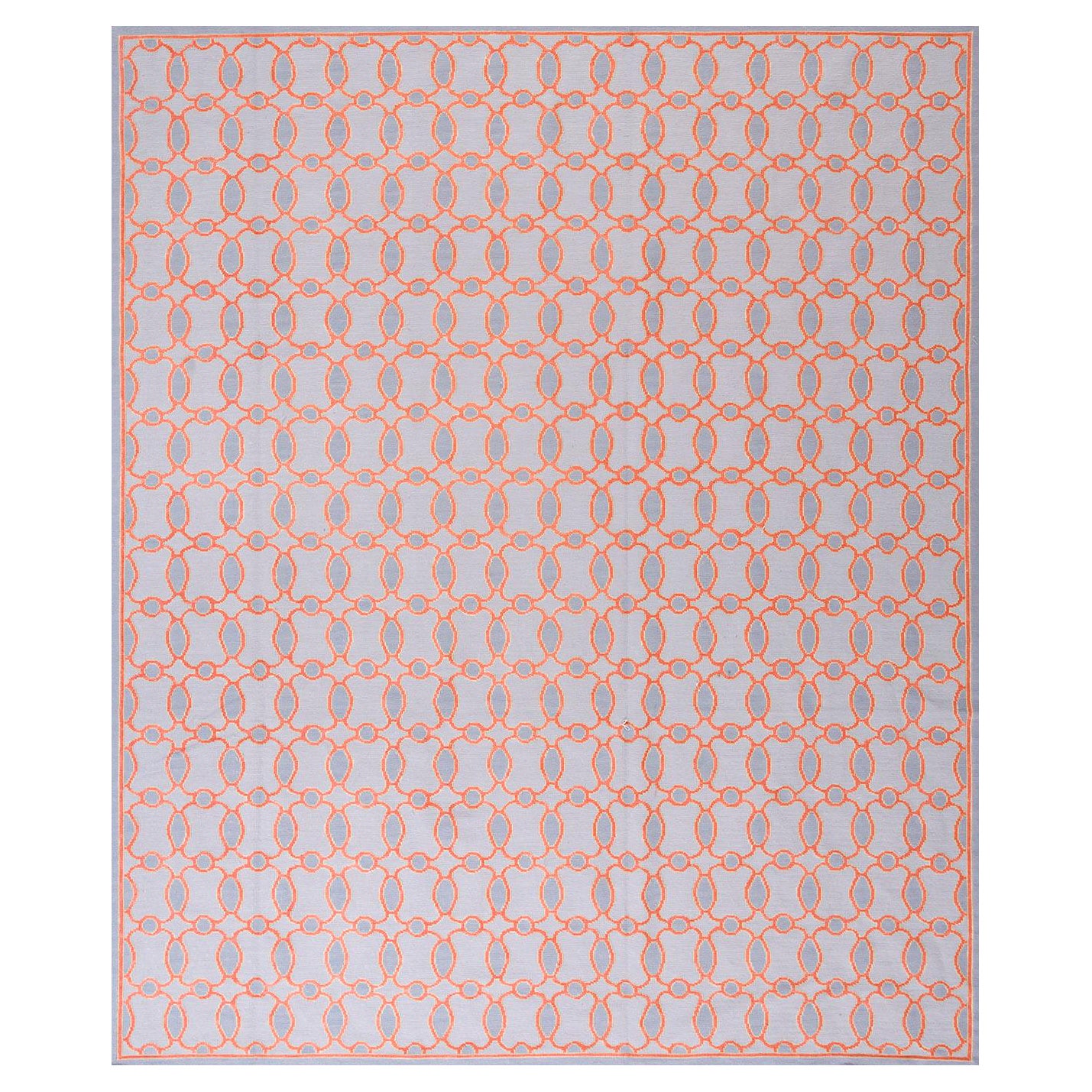 Contemporary Handwoven Needlepoint Flat Weave Carpet 6' x 9' 