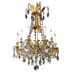 Spectacular Antique French Louis XVI Style Gilt Bronze and Crystal Chandelier