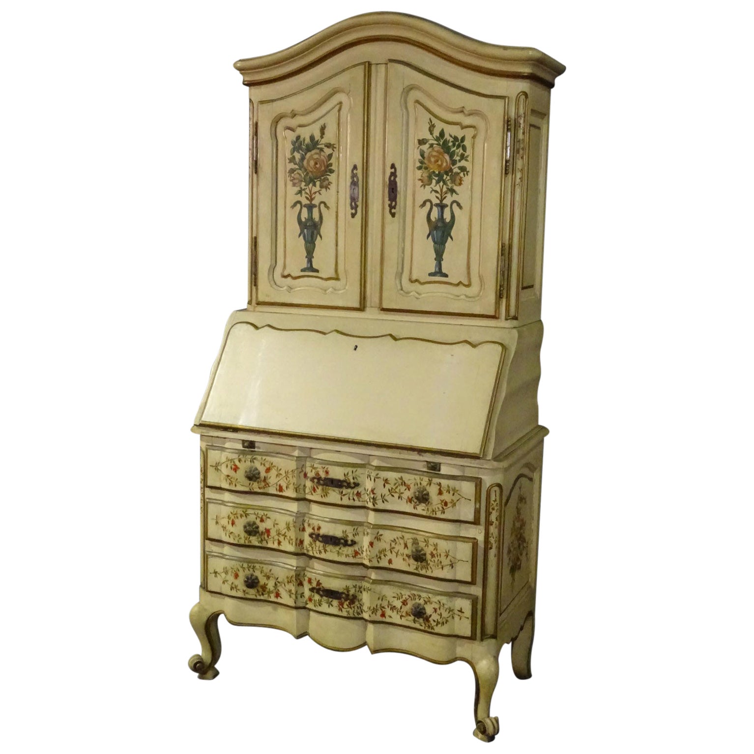French Provincial Painted Secretary Desk For Sale at 1stDibs