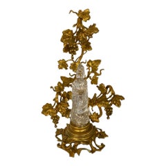 French / Chinese Rock Crystal Guan Yin in Gilt Bronze Presentation