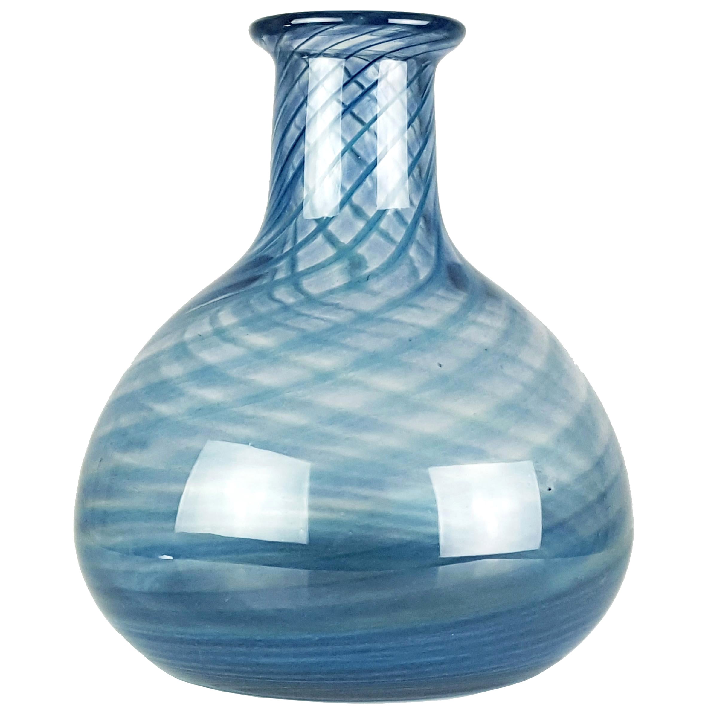Blue & Clear Murano Glass 1960s-1970s Vase/Bottle Attributed to Barovier e Toso