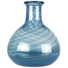 Vase/Flasche aus blauem und klarem Muranoglas, Barovier e Toso zugeschrieben, 1960er-1970er Jahre