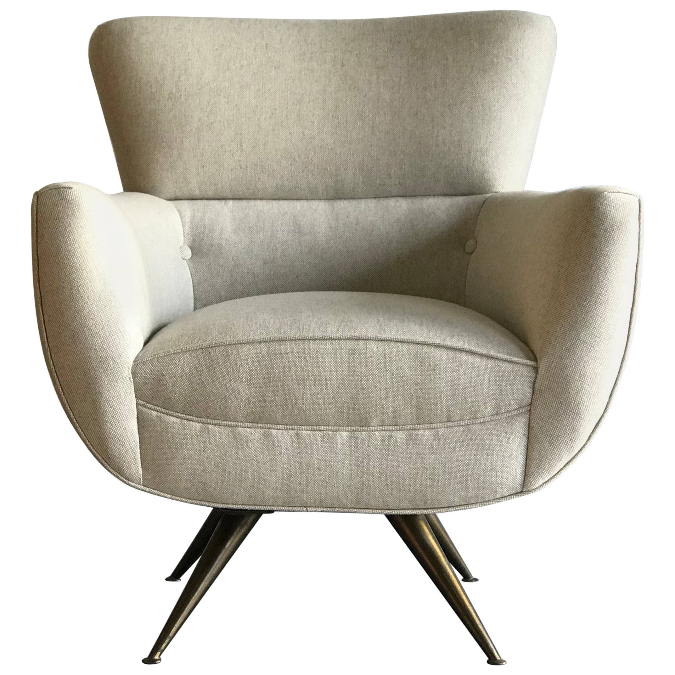 Brown FauxOstrich Swivel Hand Chair at 1stDibs