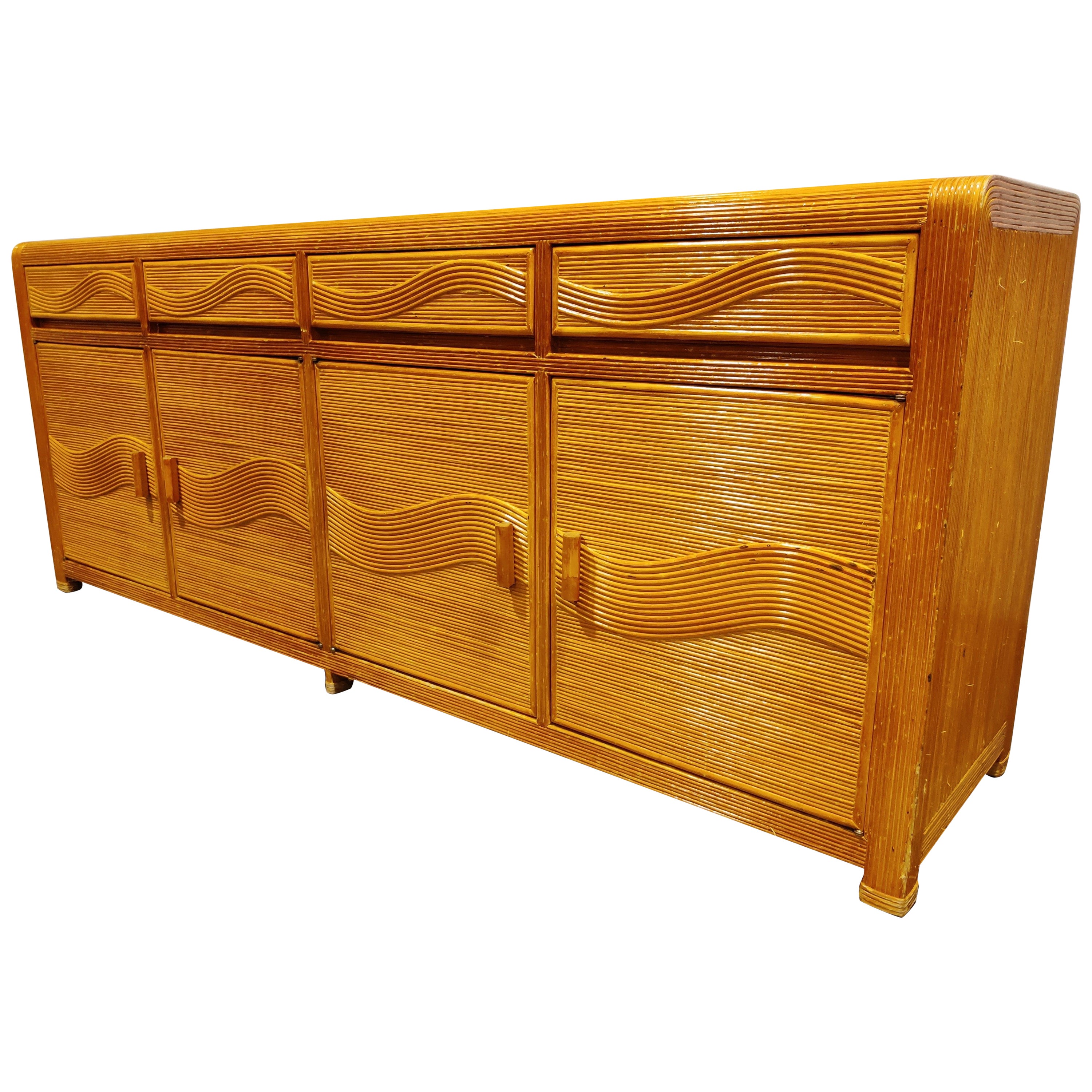 Italian Rattan Sideboard For Sale at 1stDibs
