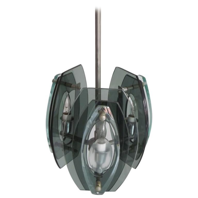 Lampe à suspension en verre italienne moderne du milieu du siècle dernier, style Max Ingrand pour Fontana Arte