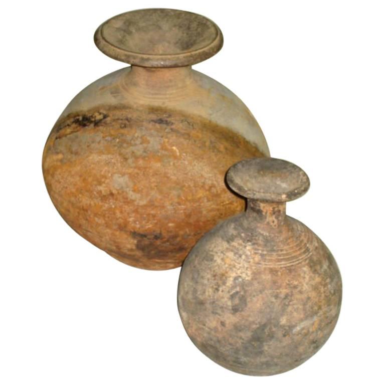 Two Antique Khmer Pottery Vases or Urns For Sale