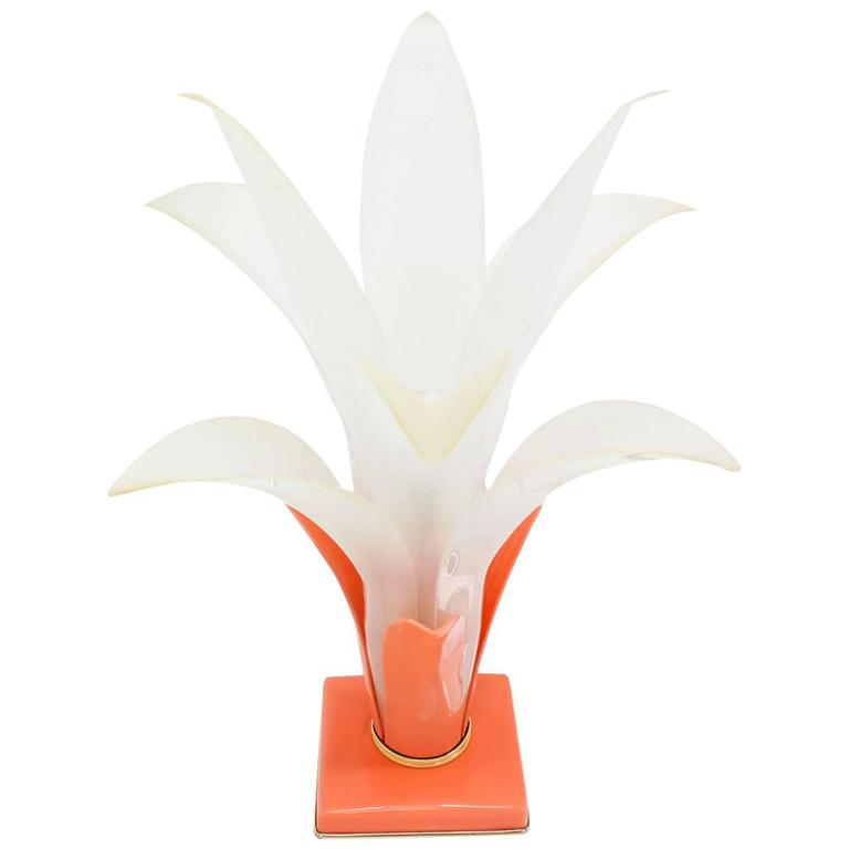 Tropical Brass Lotus Flower Table Lamp For At 1stdibs Molded Acrylic Lotus Flower Table Lamp
