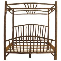Late 20th Century American Rustic Old Hickory Four-Poster Bed 1