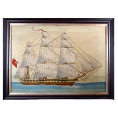 Lana grande de marinero británico de un barco de la Marina Real Británica a toda vela