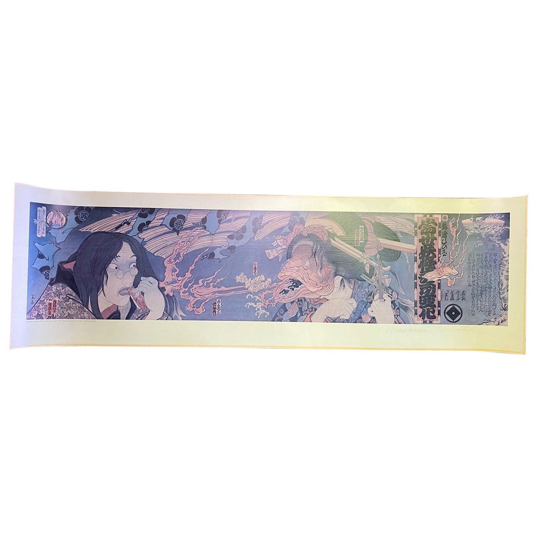 Masami Teraoka Firmado Los Angeles Sushi Ghost Tales Fish Woman Póster de exposición en venta