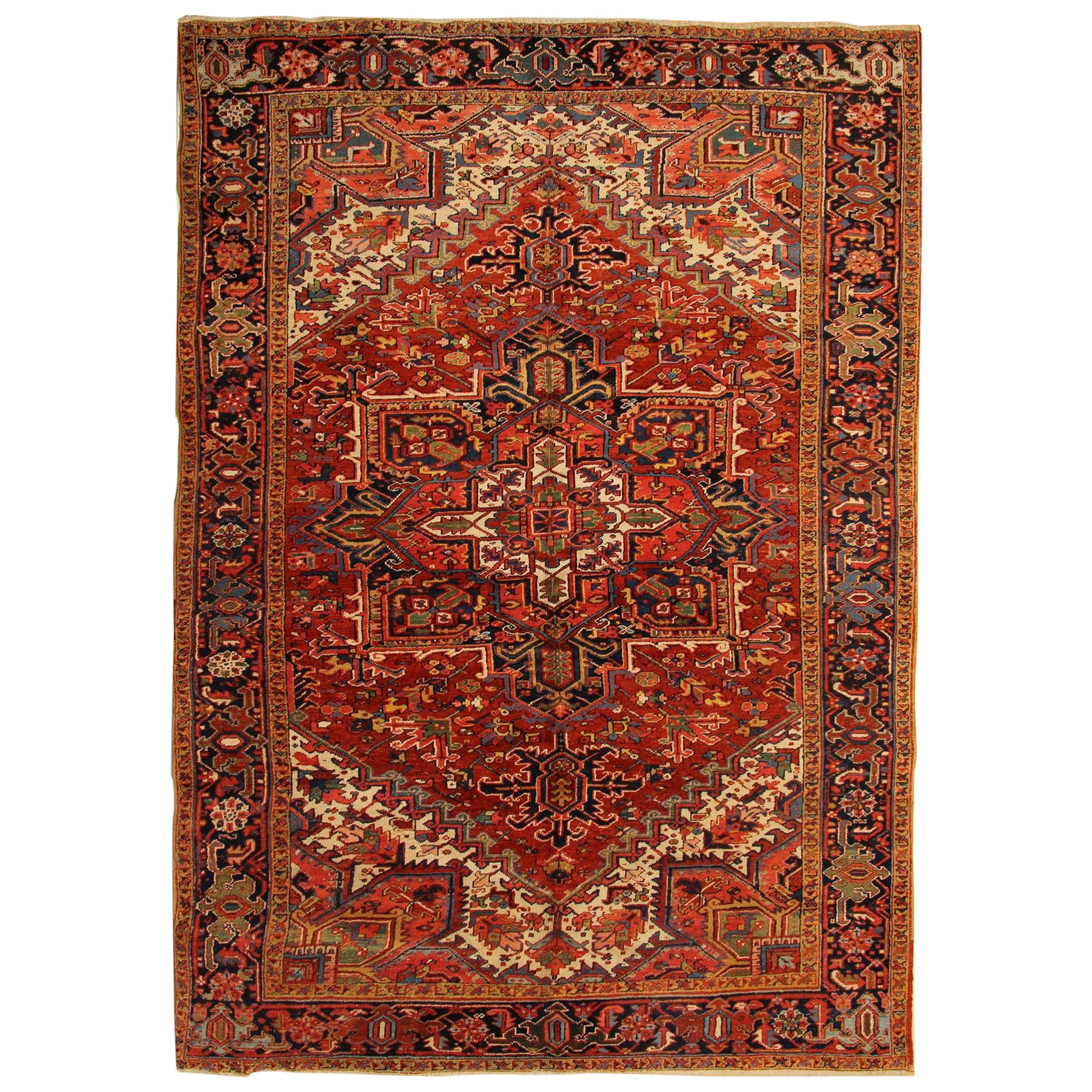 Large Red Oriental Geometric Rug Handwoven Wool Rustic Rugs for Sale 232x333cm