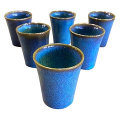 Vintage Harrison Mcintosh Signed Mid-Century Modern Set of 6 Pottery Sake Liqueur Cups