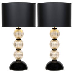 Murano "Avventurina" and Black Glass Lamps