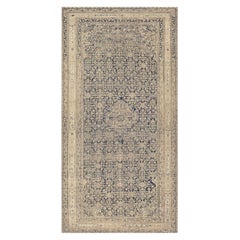Tappeto antico in lana persiana Malayer tessuto a mano in blu navy