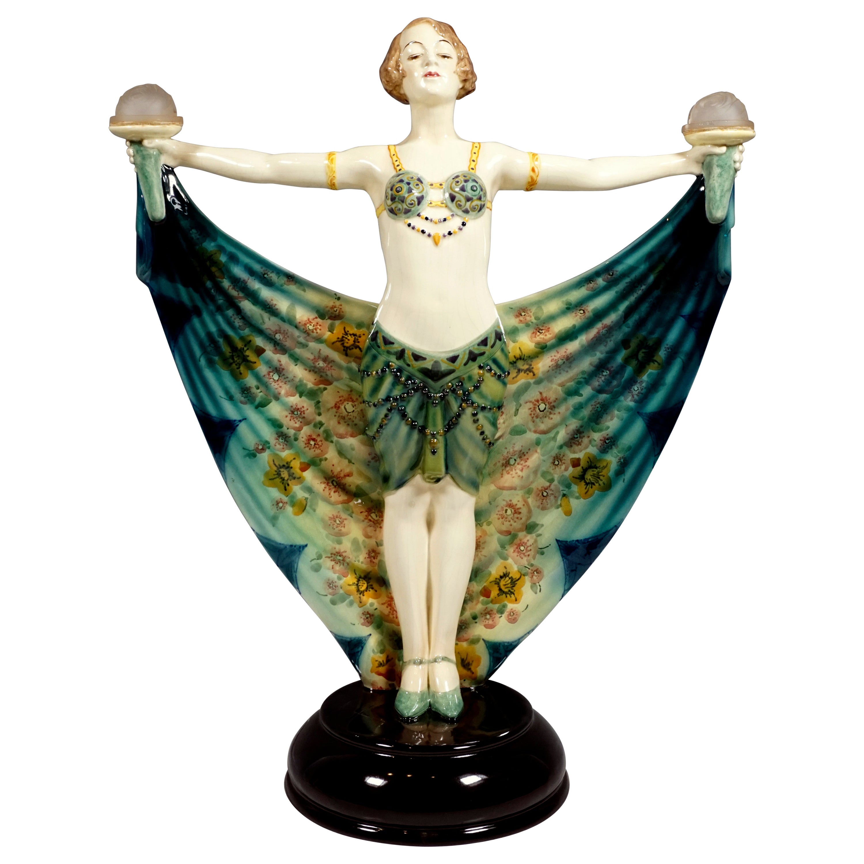 Goldscheider Vienna Nude Lady Dancer with Cloth Painted 