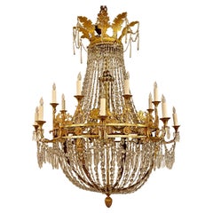 Antique French Empire Museum Quality Bronze D' Ore & Crystal Chandelier Ca. 1880