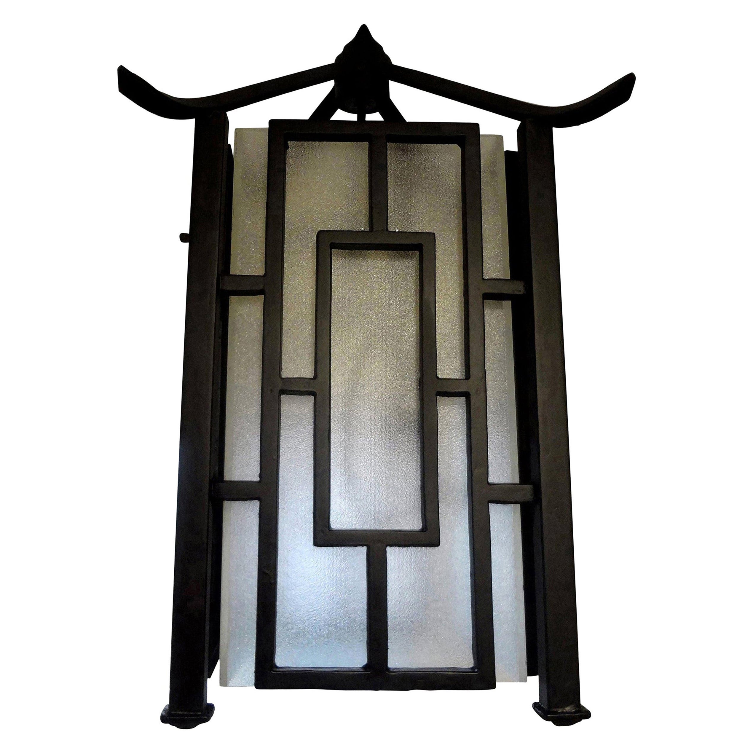 French Wrought Iron Chinese Chippendale Style Pagoda Lantern For Sale