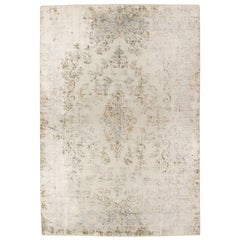 Antique Distressed Soft Coloured Botanical Design Decorative Carpet