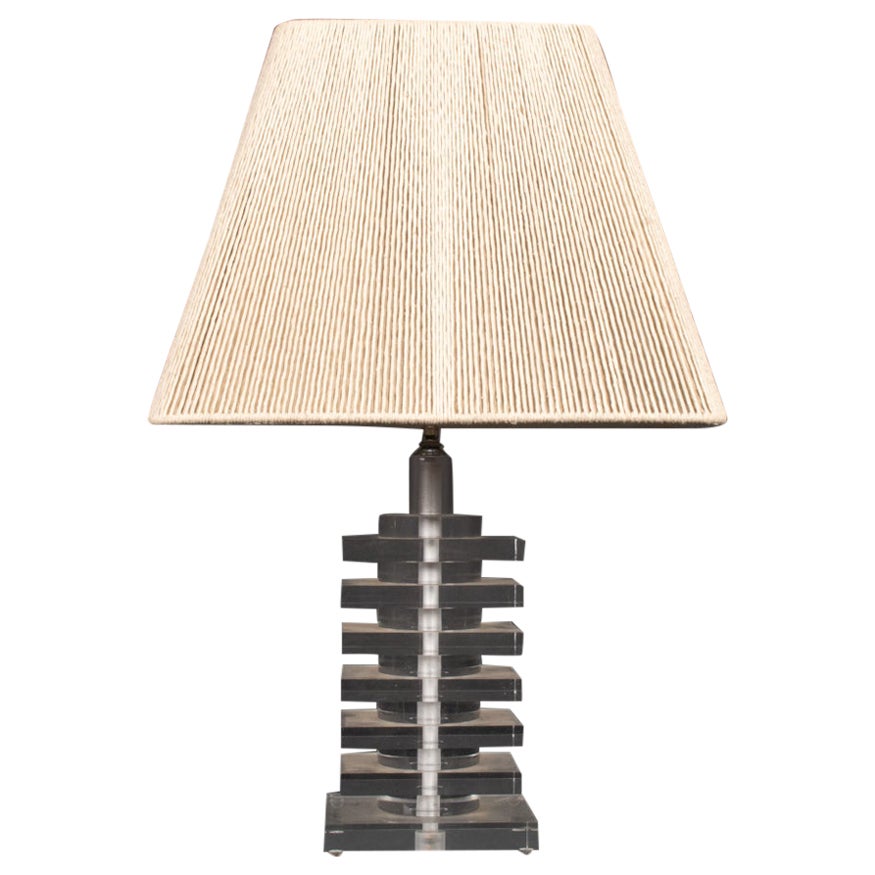 1970s Stacked Lucite Table Lamp, in the Style of Karl Springer