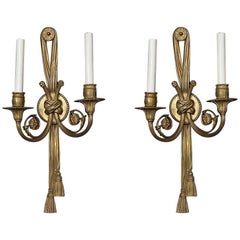 1900s, Pair of French Louis XVI Style Two-Light Sconces