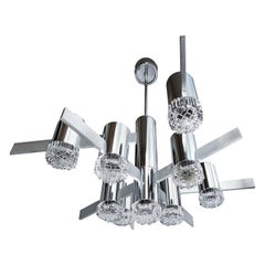 Modernist Gaetano Sciolari Sculptural Chandelier with Nine Lights